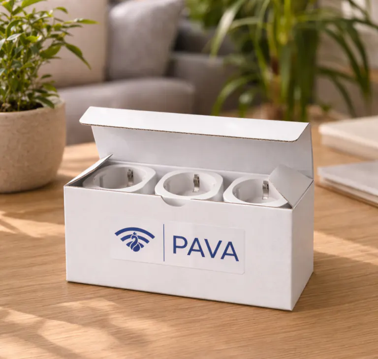 De verpakking van PAVA Start met de stekkers voor één woning